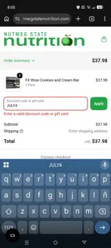 Nutmeg State Nutrition coupon verification screenshot