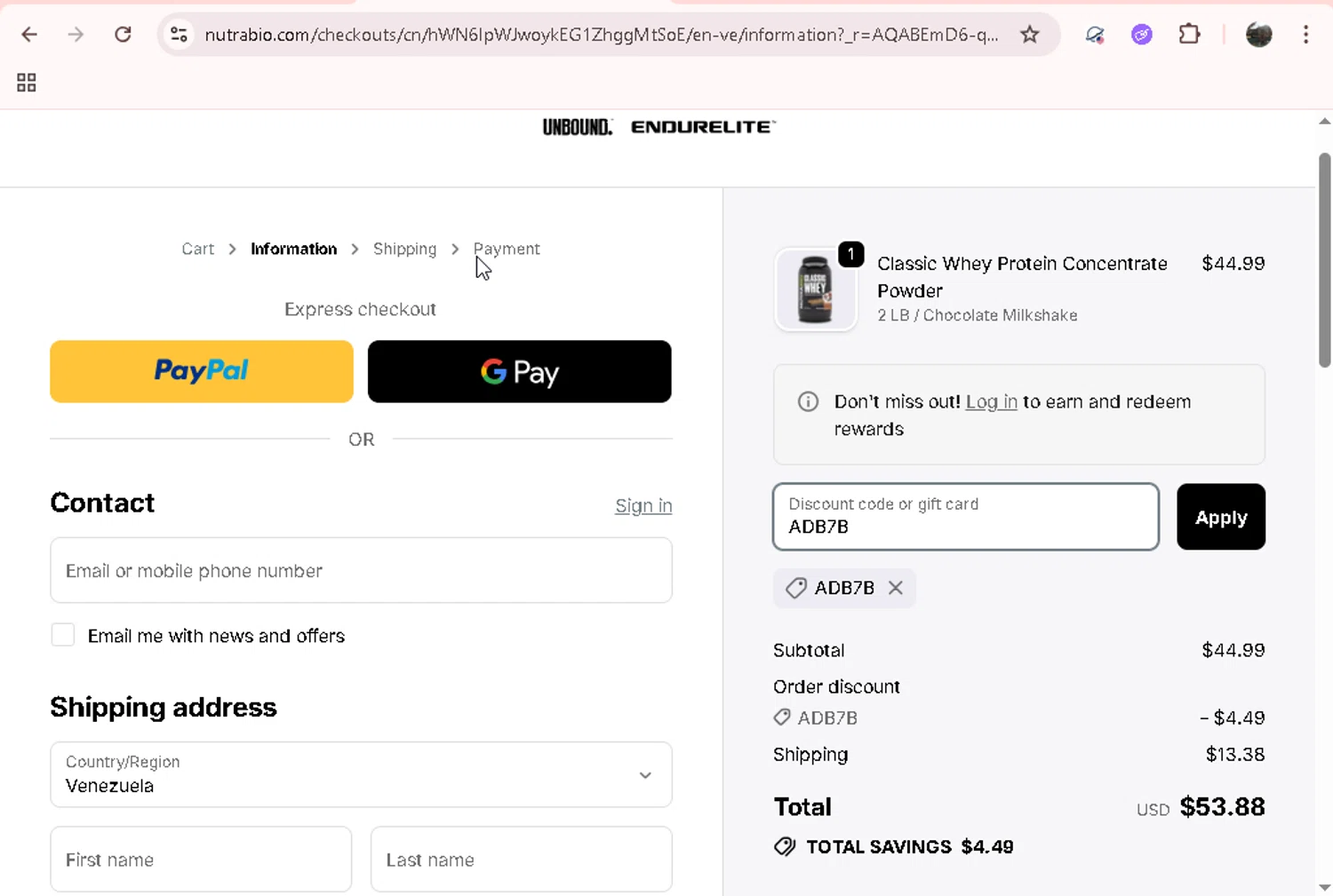 NutraBio discount code screenshot showing code ADB7B applied at NutraBio checkout page. Uploaded by SimplyCodes community member JASTIFY on Dec 11, 2025