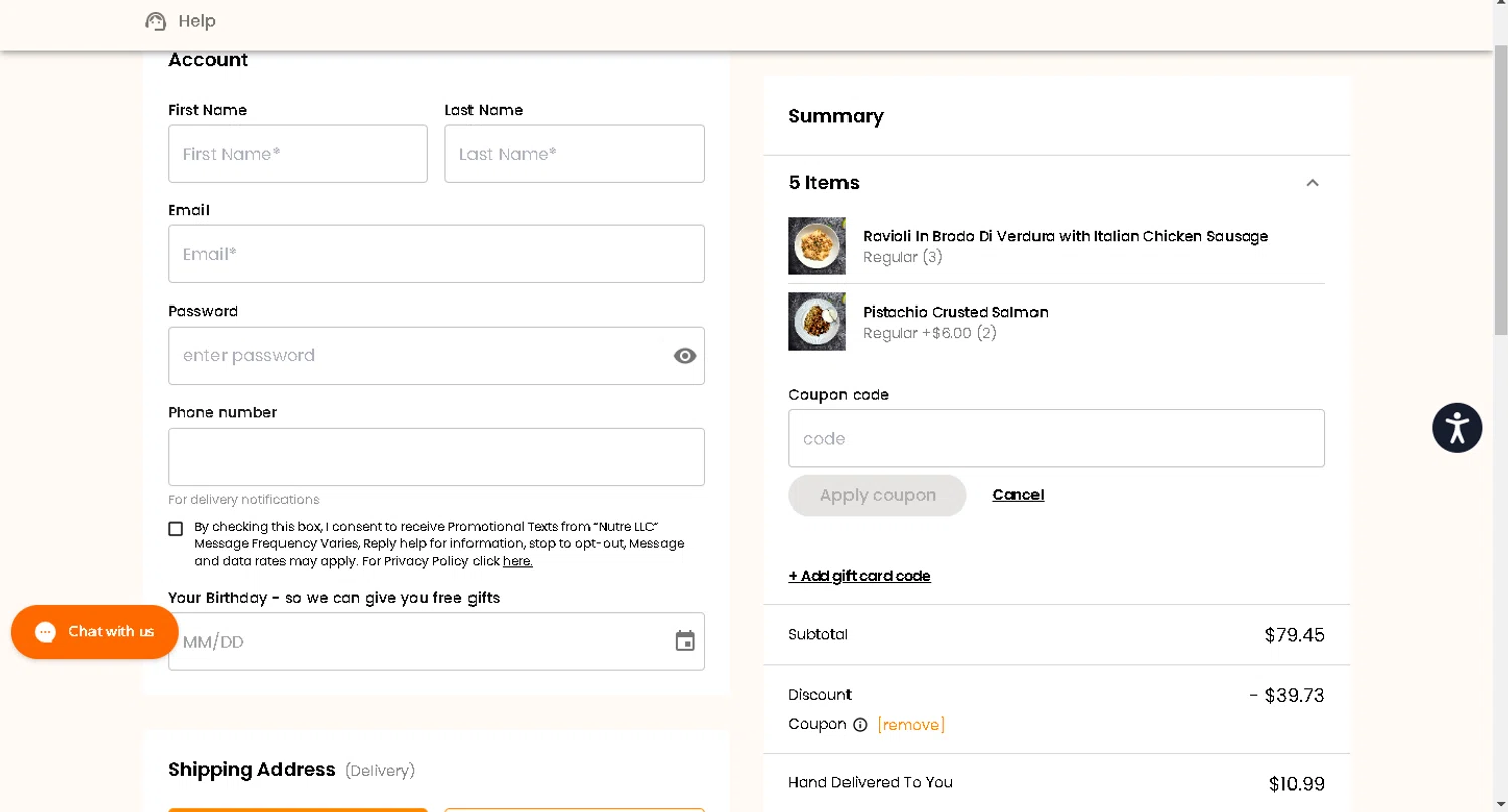Nutre Meal Plan promo code screenshot showing code Nutrevip applied at Nutre Meal Plan checkout page. Uploaded by SimplyCodes community member ELVERGALARGA on Apr 16, 2025