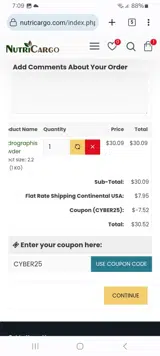CYBER25 coupon verification screenshot