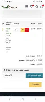 FRIDAY25 coupon verification screenshot
