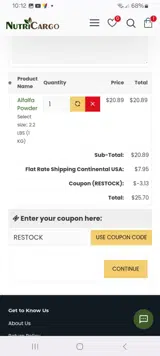 RESTOCK coupon verification screenshot