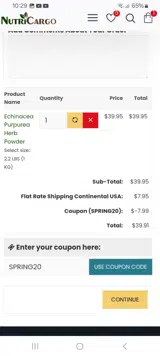 SPRING20 coupon verification screenshot