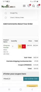 PRIME20 coupon verification screenshot