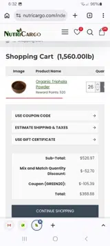 GREEN20 coupon verification screenshot