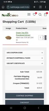 PRIME20 coupon verification screenshot