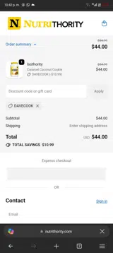 DAVECOOK coupon verification screenshot