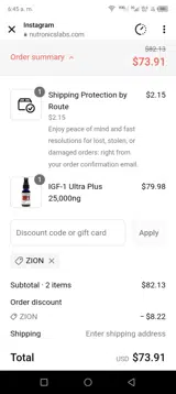 ZION coupon verification screenshot