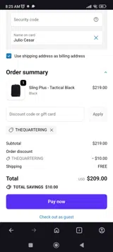TheQuartering coupon verification screenshot