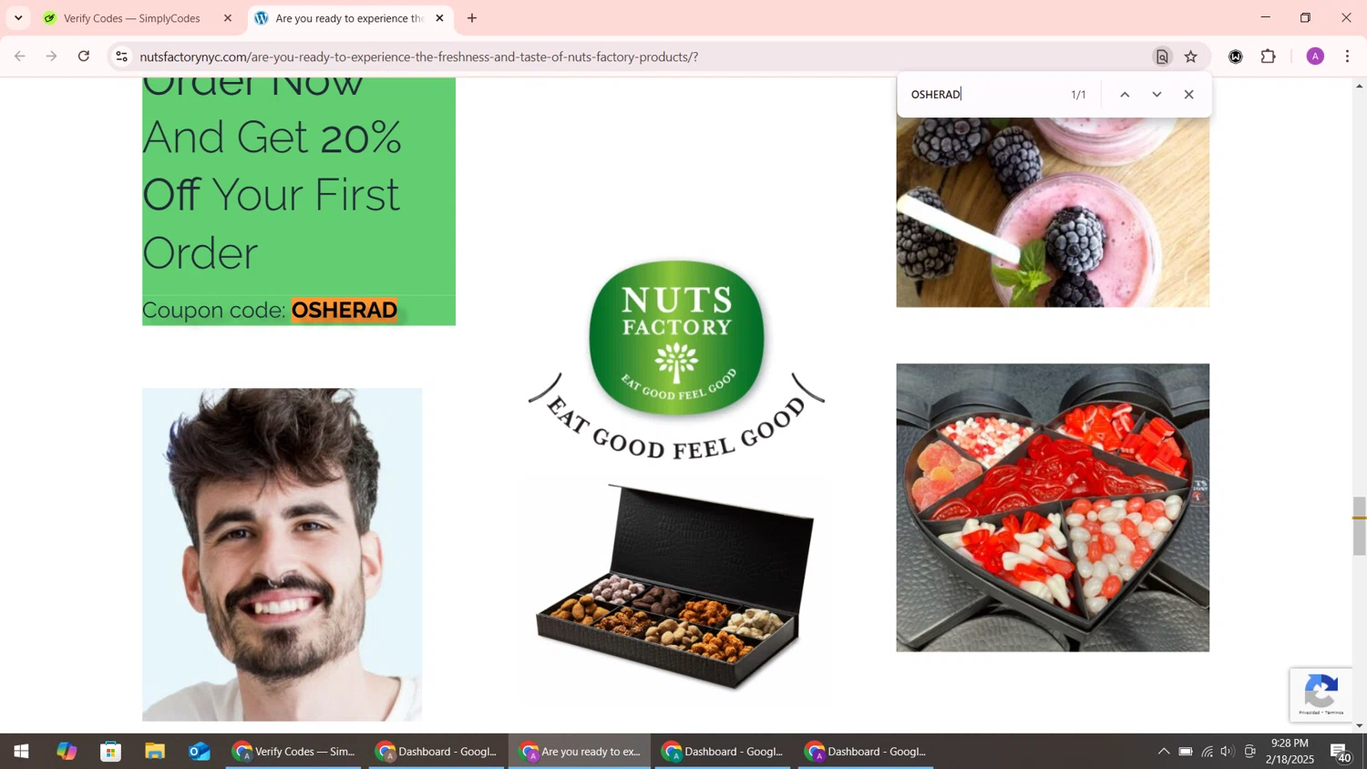 Nuts Factory checkout page showing Nuts Factory promo code box | Screenshot taken by SimplyCodes community member on Feb 19, 2025