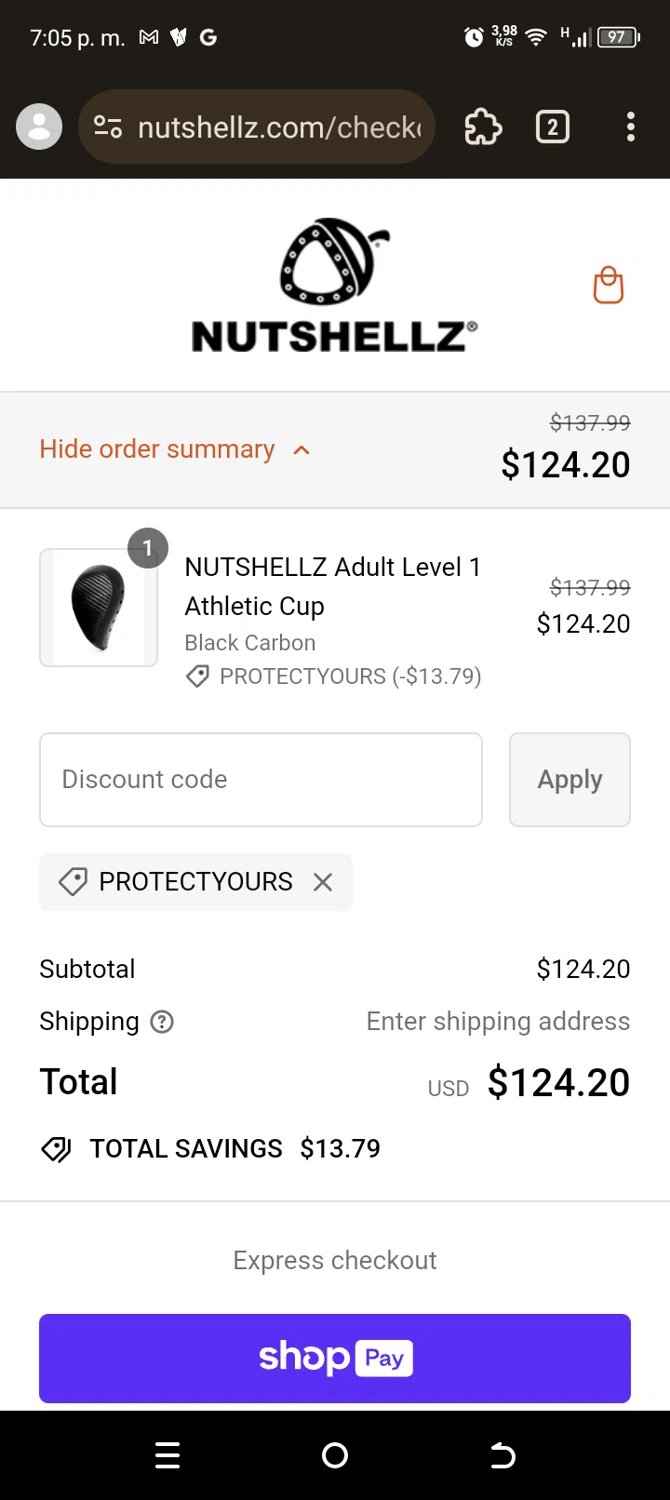 Nutshell coupon code screenshot showing code PROTECTYOURS applied at Nutshell checkout page. Uploaded by SimplyCodes community member bululo on Aug 14, 2024