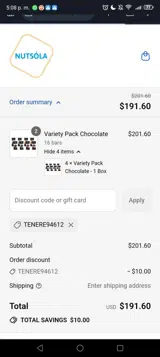TENERE94612 coupon verification screenshot