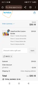 Wh10 coupon verification screenshot