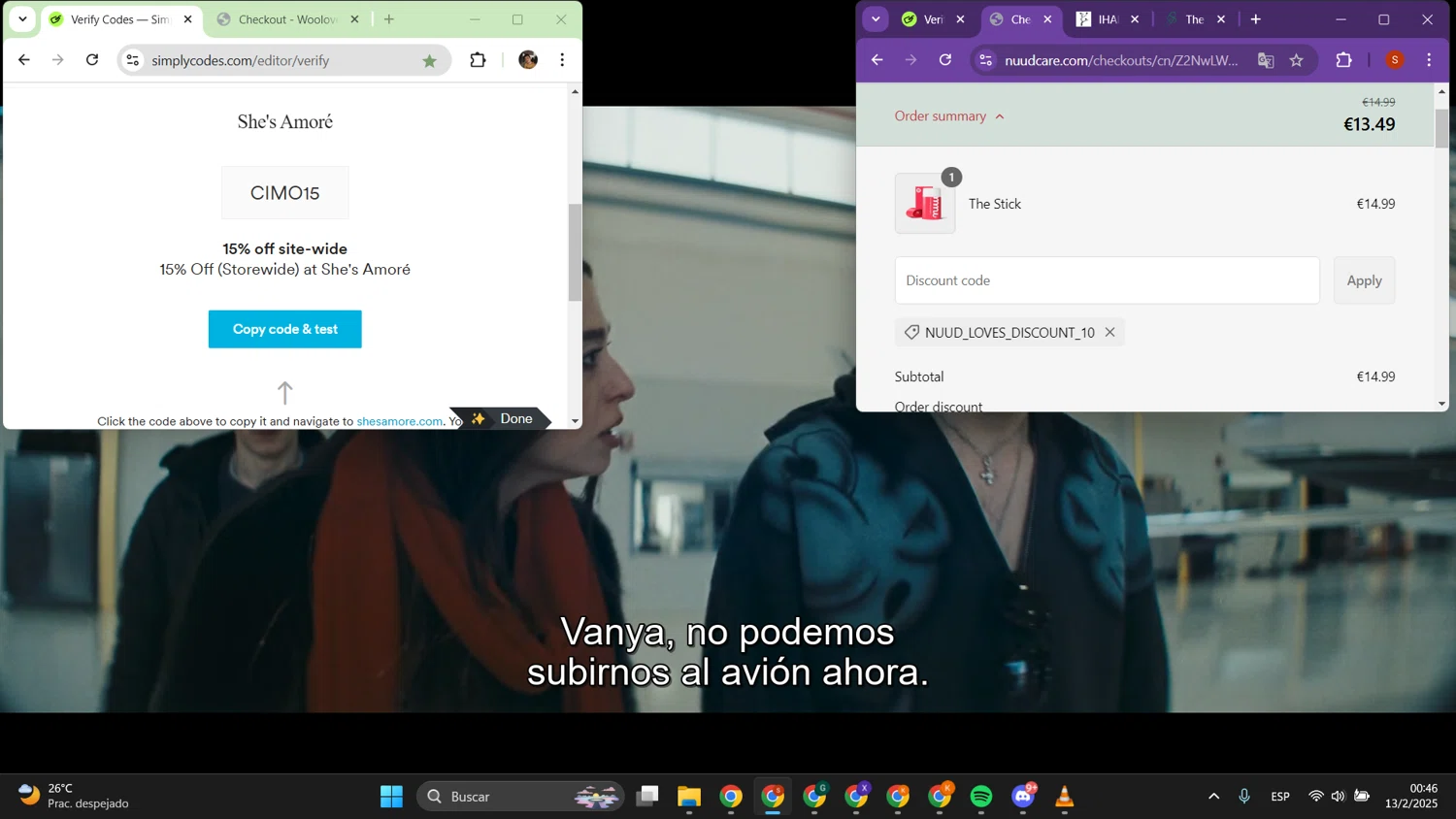 Nuud Care discount code screenshot showing code NUUD_LOVES_DISCOUNT_10 applied at Nuud Care checkout page. Uploaded by SimplyCodes community member PrimeTracker2179 on Feb 13, 2025
