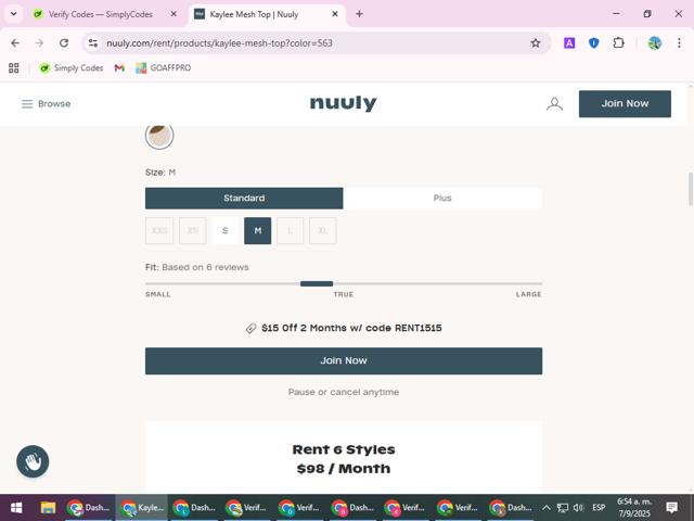 Nuuly checkout page showing Nuuly promo code box | Screenshot taken by SimplyCodes community member on Sep 7, 2025