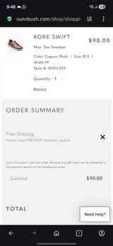 Nunn Bush coupon verification screenshot