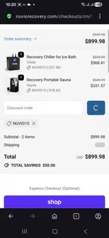 Nuvio15 coupon verification screenshot