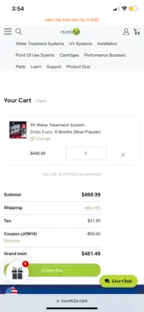 JON10 coupon verification screenshot