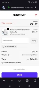NUWAVE980 coupon verification screenshot
