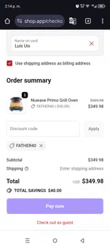 FATHER40 coupon verification screenshot