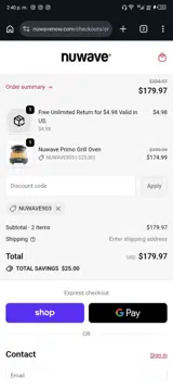 NUWAVE903 coupon verification screenshot