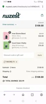 rachel15 coupon verification screenshot