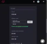 REALPYTHON coupon verification screenshot