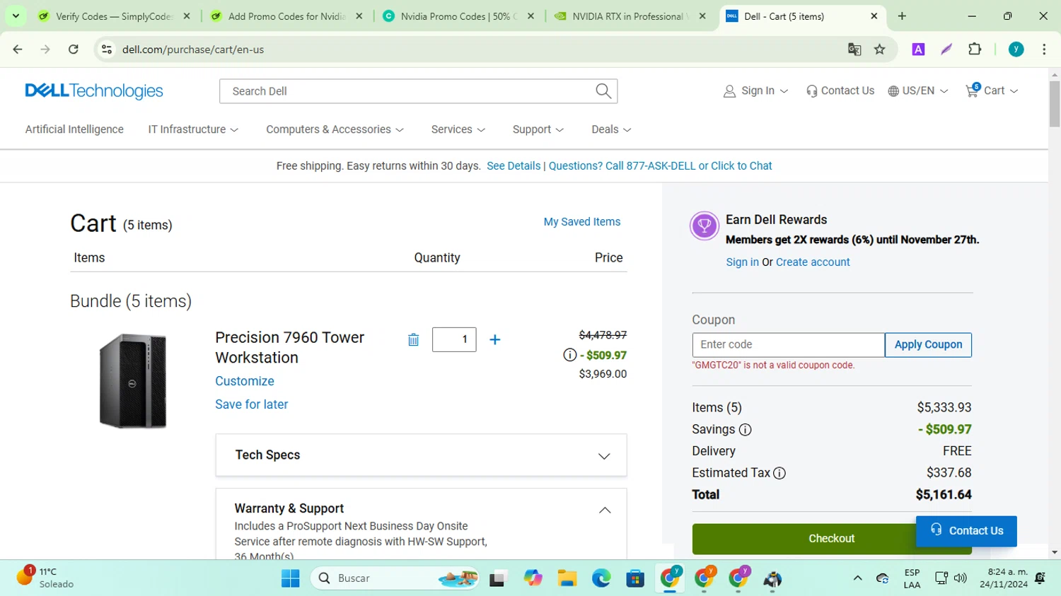 NVIDIA Marketplace promo code screenshot showing code GMGTC20 applied at NVIDIA Marketplace checkout page. Uploaded by SimplyCodes community member yadiracg074 on Nov 24, 2024