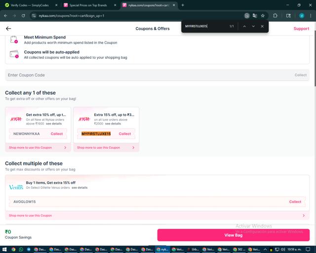 Nykaa checkout page showing Nykaa coupon code box | Screenshot taken by SimplyCodes community member on Aug 21, 2025