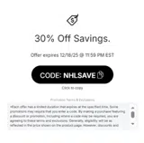 NHLSAVE coupon verification screenshot