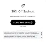 NHLSAVE coupon verification screenshot