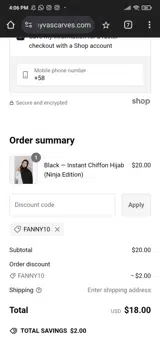 FANNY10 coupon verification screenshot