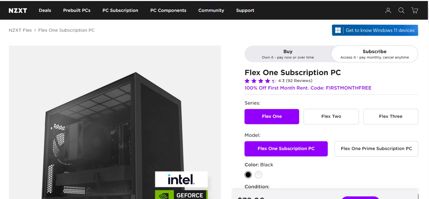 NZXT promo code screenshot showing code FIRSTMONTHFREE applied at NZXT checkout page. Uploaded by SimplyCodes community member Loki_Odinson on Jun 21, 2026