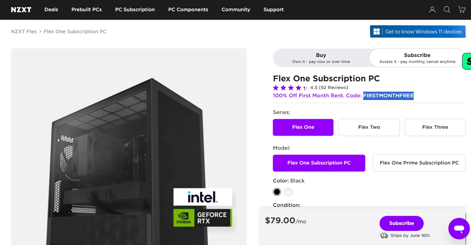NZXT promo code screenshot showing code FIRSTMONTHFREE. applied at NZXT checkout page. Uploaded by SimplyCodes community member Loki_Odinson on Jun 7, 2026