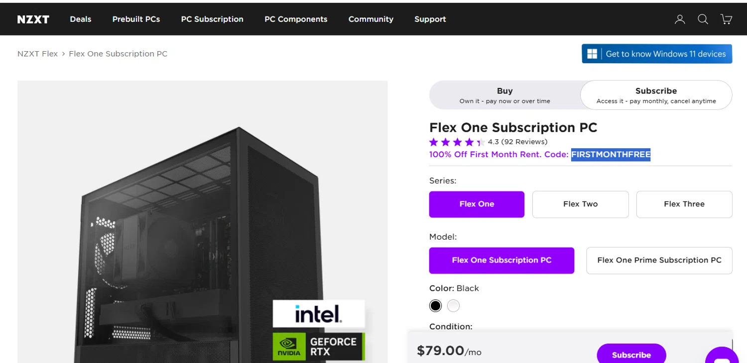 NZXT promo code screenshot showing code FIRSTMONTHFREE applied at NZXT checkout page. Uploaded by SimplyCodes community member Loki_Odinson on Jun 3, 2026