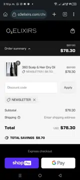 NEWSLETTER coupon verification screenshot