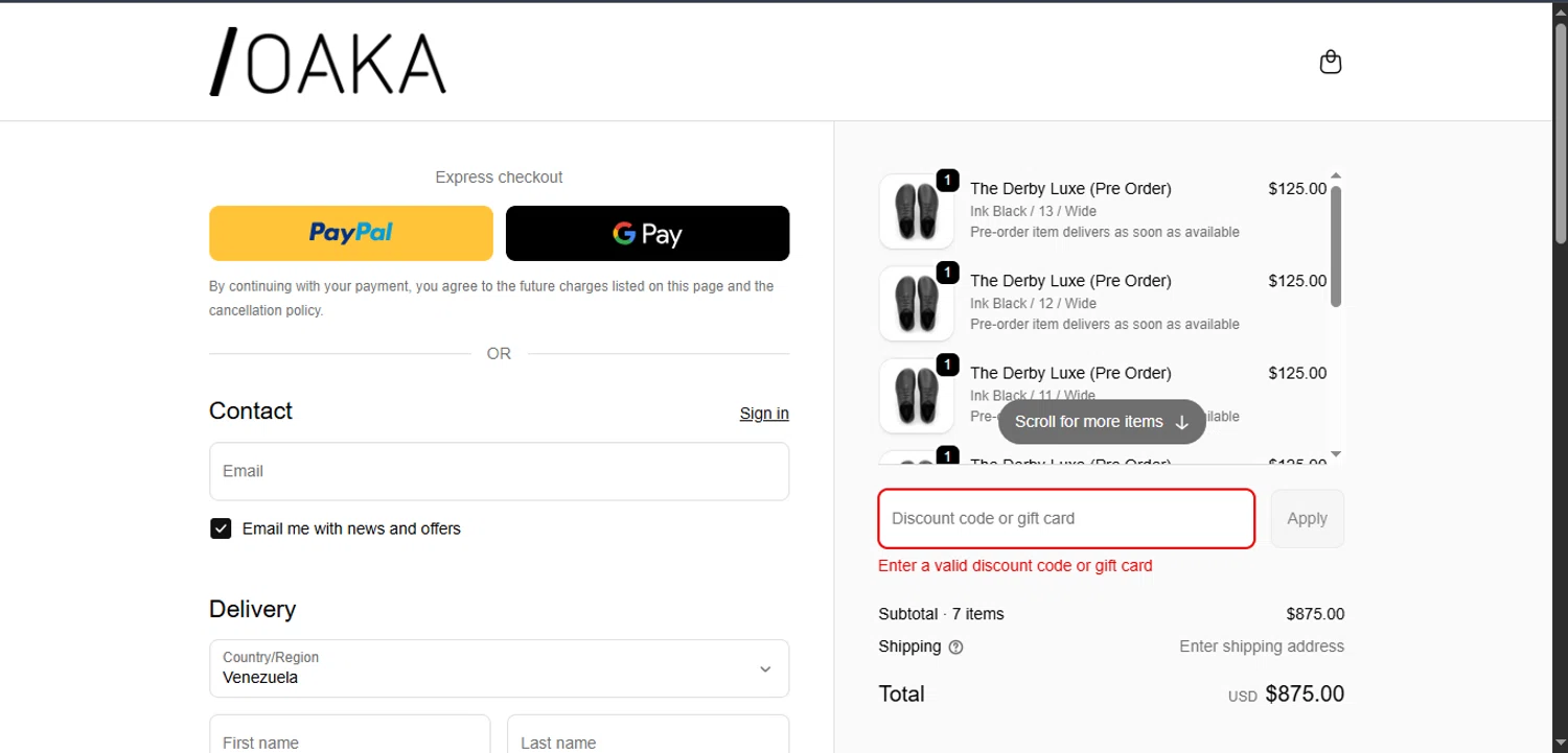 OAKA promo code screenshot showing code BLACK15 applied at OAKA checkout page. Uploaded by SimplyCodes community member RebateSleuth7772 on Nov 24, 2025