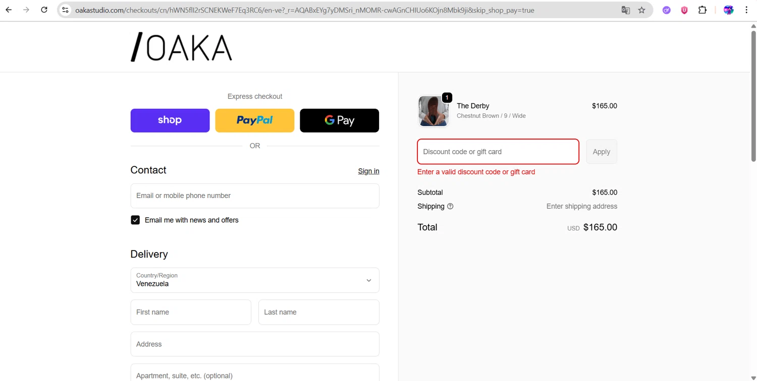 OAKA promo code screenshot showing code BLACK15 applied at OAKA checkout page. Uploaded by SimplyCodes community member ingric on Nov 24, 2025