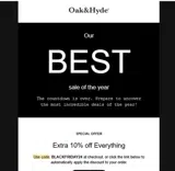 Oak & Hyde coupon verification screenshot