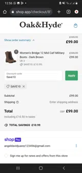 Oak & Hyde coupon verification screenshot