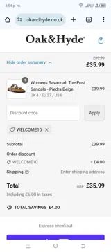 Oak & Hyde coupon verification screenshot