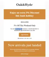 Oak & Hyde coupon verification screenshot
