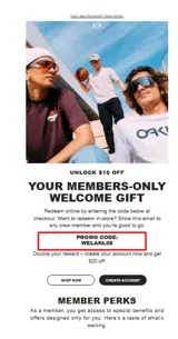 Oakley coupon verification screenshot