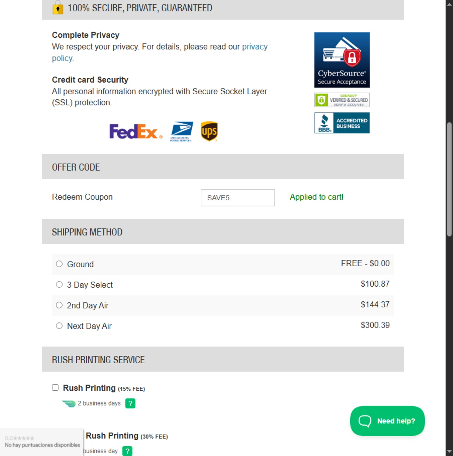 Oakley Signs & Graphics coupon code screenshot showing code SAVE5 applied at Oakley Signs & Graphics checkout page. Uploaded by SimplyCodes community member Beaaalmera on Jun 15, 2025