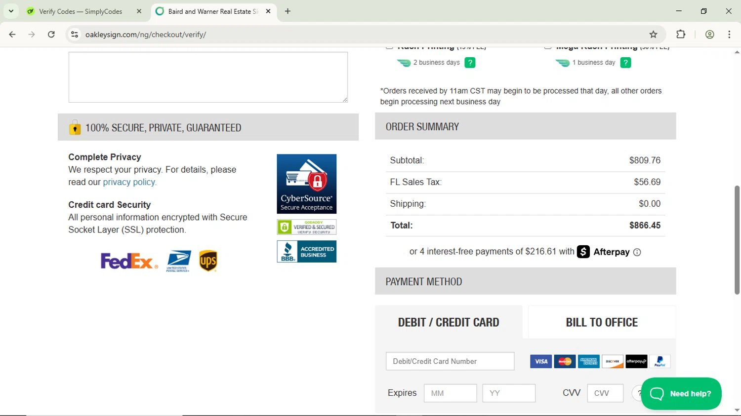 Oakley Signs & Graphics coupon code screenshot showing code SAVE5 applied at Oakley Signs & Graphics checkout page. Uploaded by SimplyCodes community member ScanPhoenix3549 on Jun 15, 2025