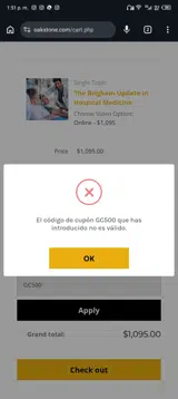 GC500 coupon verification screenshot
