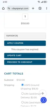 10SPOOKY25 coupon verification screenshot