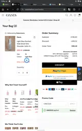 Oasis Clothing coupon verification screenshot