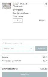 SMARTCHIC coupon verification screenshot