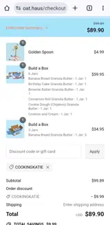 Cookingkatie coupon verification screenshot